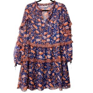 Hush Purple Floral Size 10 Swing mini Dress Long Sleeve